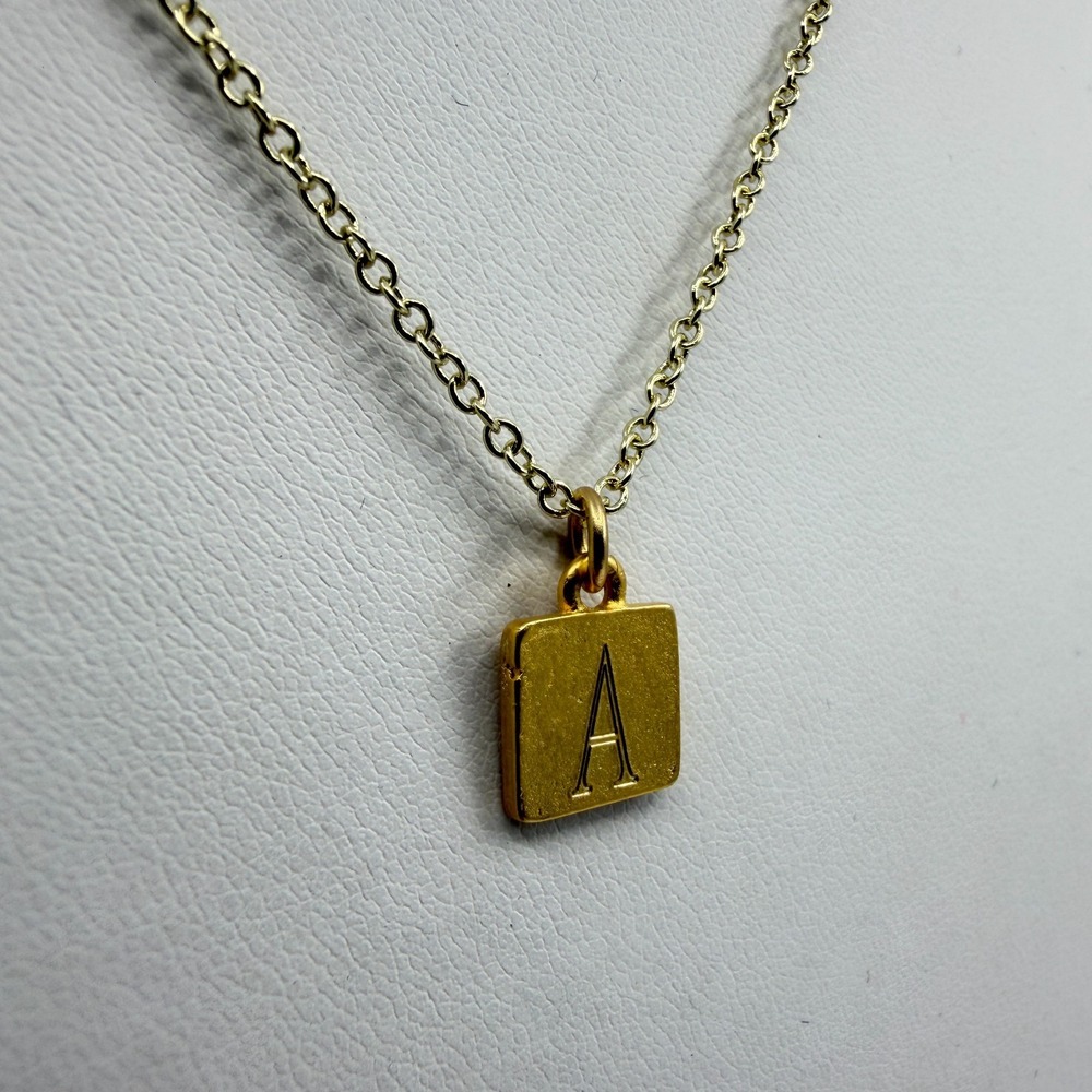 Gold Tone Initial A Letter Pendant Necklace Dainty Minimalist Layering Jewelry